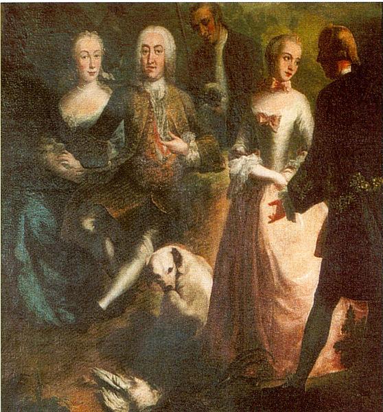 Engagement of Maria Josepha Grafin von Waldburg-Friedberg-Scheer (1731 - 1782) and her cousin, Prince Joseph Wenzel von Furstenberg (1728 - 1783) in 1, Joseph Esperlin